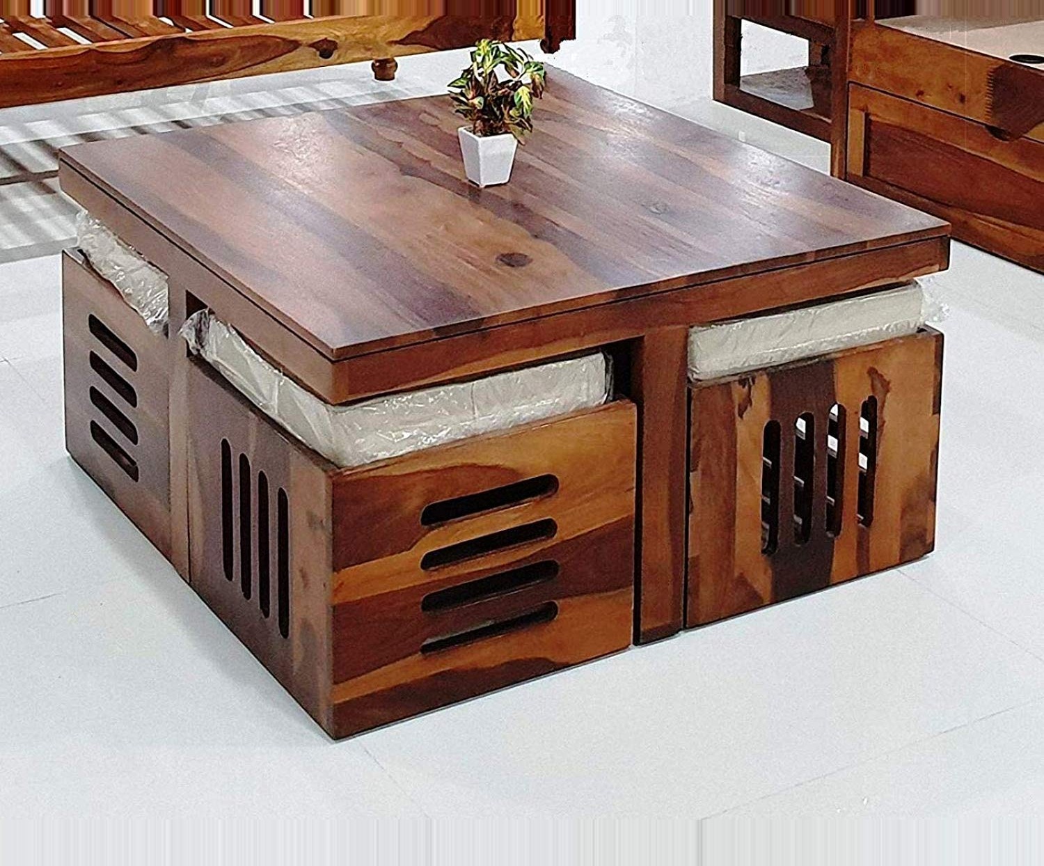 Furnisquare Wooden Coffee Table Set in Natural Finish