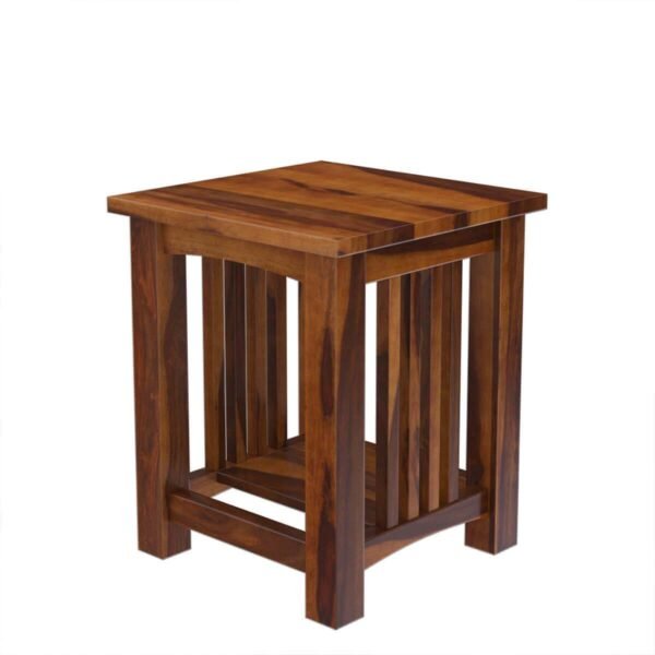 Solid Sheesham Wooden Bedside Table For Bedroom in Natural Finish