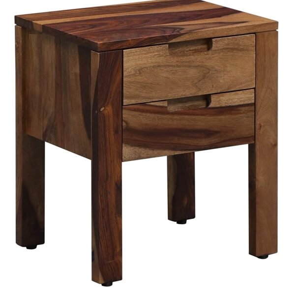 Solid Sheesham Wood Bedside Table With Drawer For Bedroom