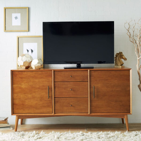 Sheesham Wood Tv Unit With Drawers For Bed Room (Natural Finish)