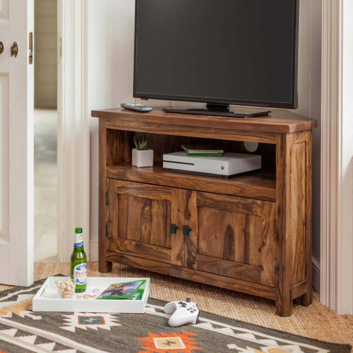 Tv cabinet - Buy solid sheesham wood TV entertainment unit stand