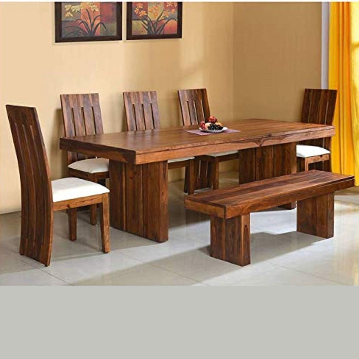 Sheesham Wood 8 Seater Dining Table Set for Home Living Room Hotel (Walnut Finish)