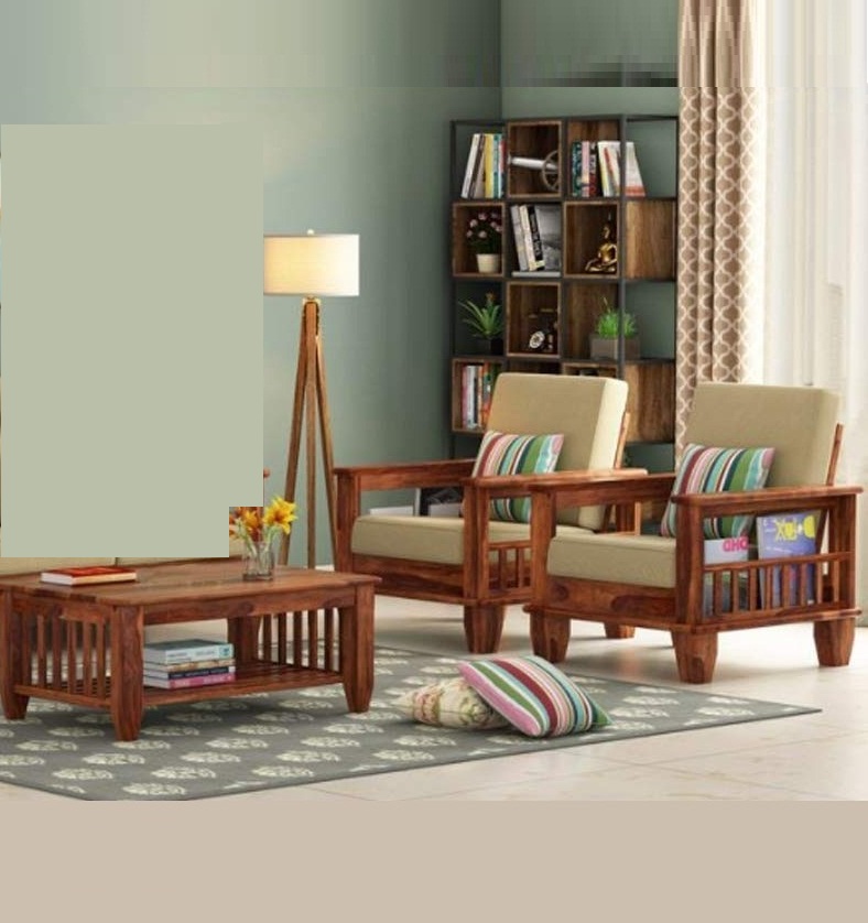 Furnisquare Sheesham Wood Sofa Set ( 1+1) with Center Table