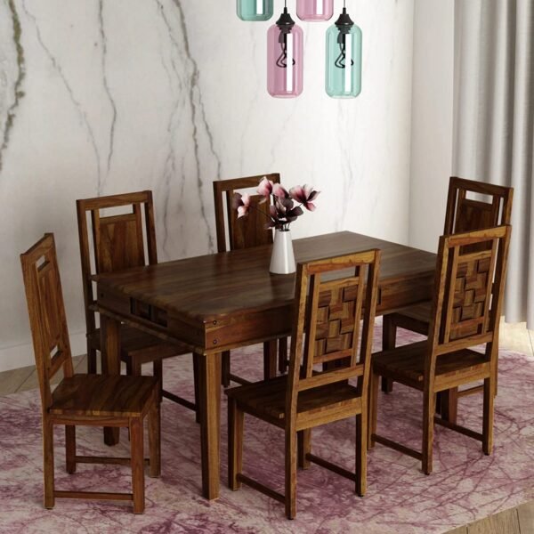 Solid Sheesham Wood Dining Table 6 Seater