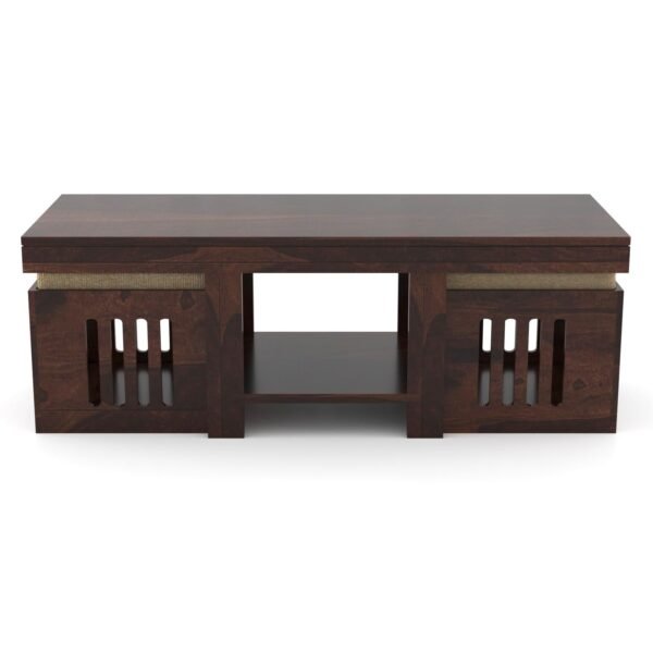 Sheesham Wood Coffee Table with 2 Stool